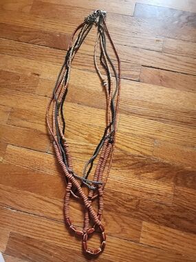 Vintage Chicos Multistrand Brown Beaded Necklace - Women Jewelry